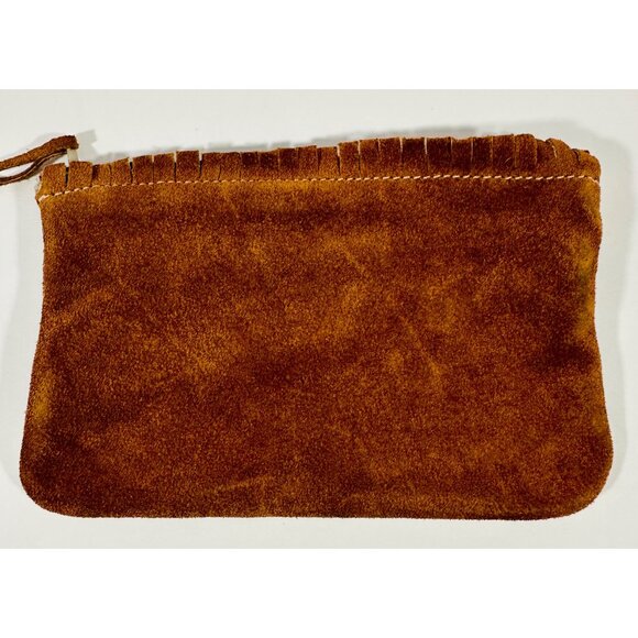 Handcrafted Arizona Suede Pouch With Beaded Accent & Fringe Detailing Travel - Picture 7 of 12